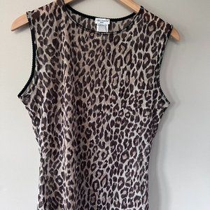 Vintage DOCLE & GABBANA Ladies Leopard Animal Print Sheer Sleeveless Top XL